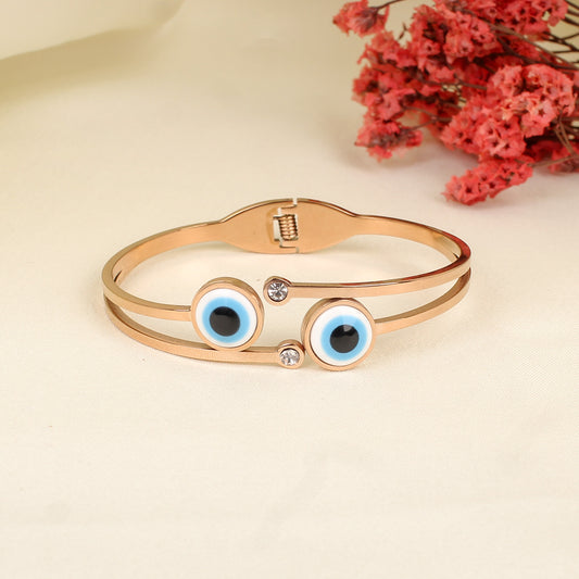 CKLAKART's Rose Gold Bracelet featuring Twin Evil Eye Charms