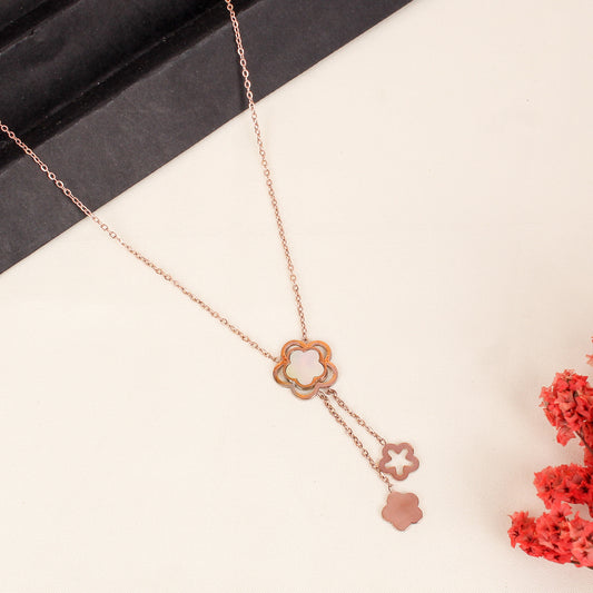 CKLAKART's Rose Gold Chain Neckpiece with Intricate Flowers