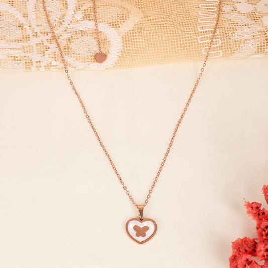 CKLAKART's Rose Gold Chain Neckpiece with Heart Pendant