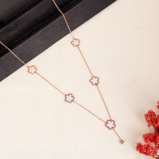 CKLAKART's Rose Gold Toned Blooming Flowers Necklace