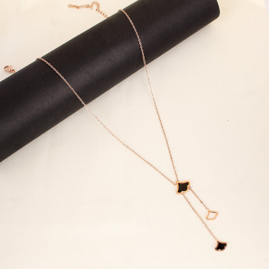 CKLAKART's Rose Gold Toned Necklace with Delicate Petal Droplets