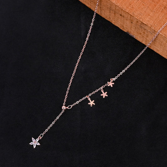 CKLAKART's Rose Gold Chain Neckpiece with Dainty Flower Droplets