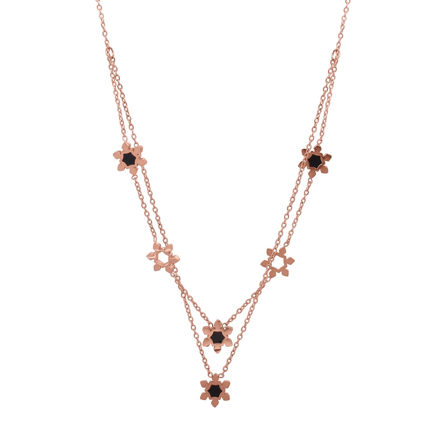 CKLAKART's Rose Gold Double Layered Neckpiece Adorned with Elegant Flowers