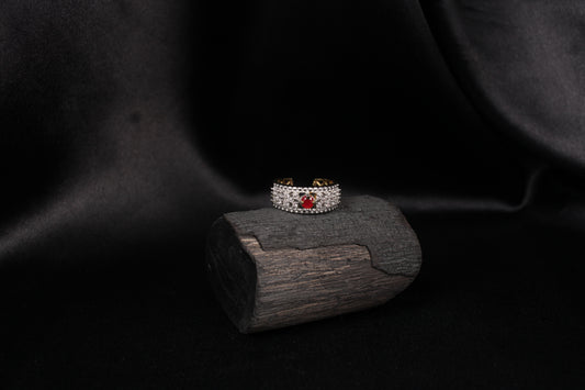 CKLAKART's Red Stone American Diamond accent Band Ring