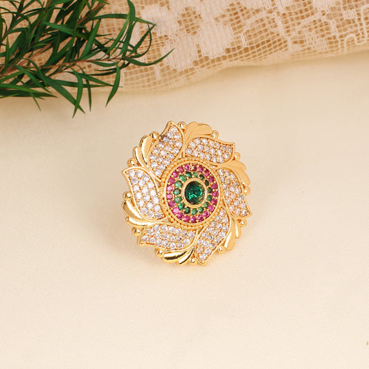 CKLAKART's Multicolor gold polished Stone Flower Ring