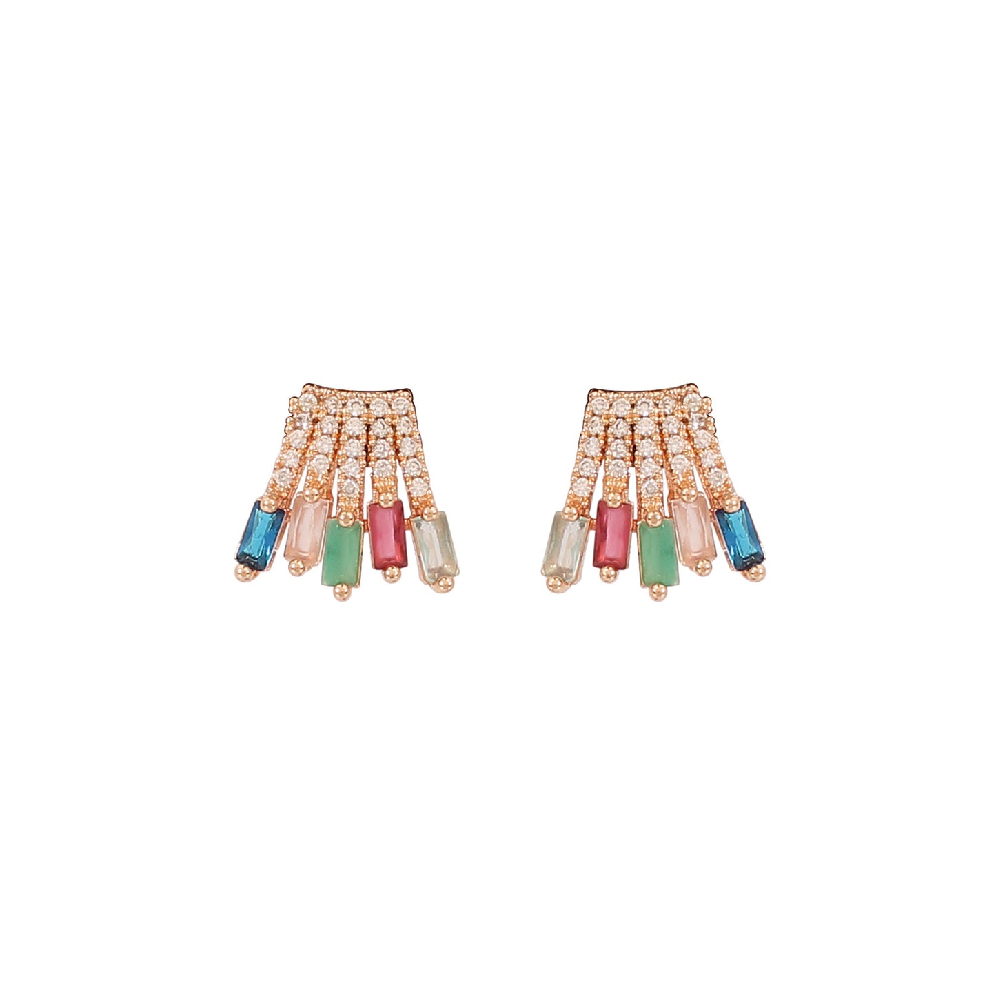 CKLAKART's Rose Gold-Toned Studs with American Diamonds and Rainbow Flare