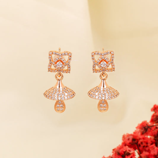 CKLAKART's Rose Gold American Diamond Jhumki Earrings