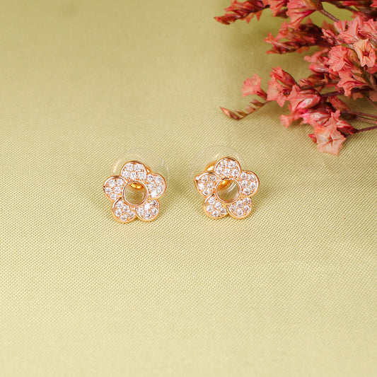 CKLAKART's Rose Gold-Toned AD Studs with Elegance of Blooms