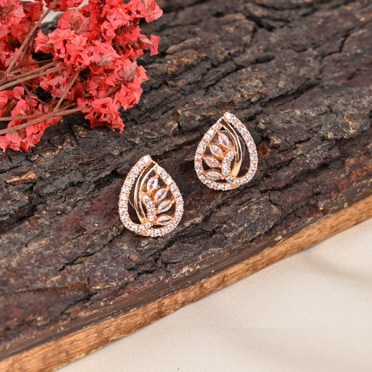 CKLAKART's Rose Gold AD Studs with Leafy Affair