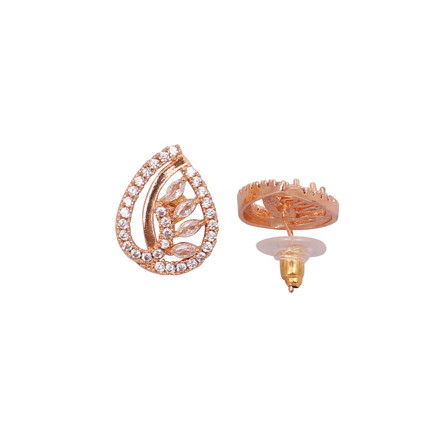 CKLAKART's Rose Gold AD Studs with Leafy Affair