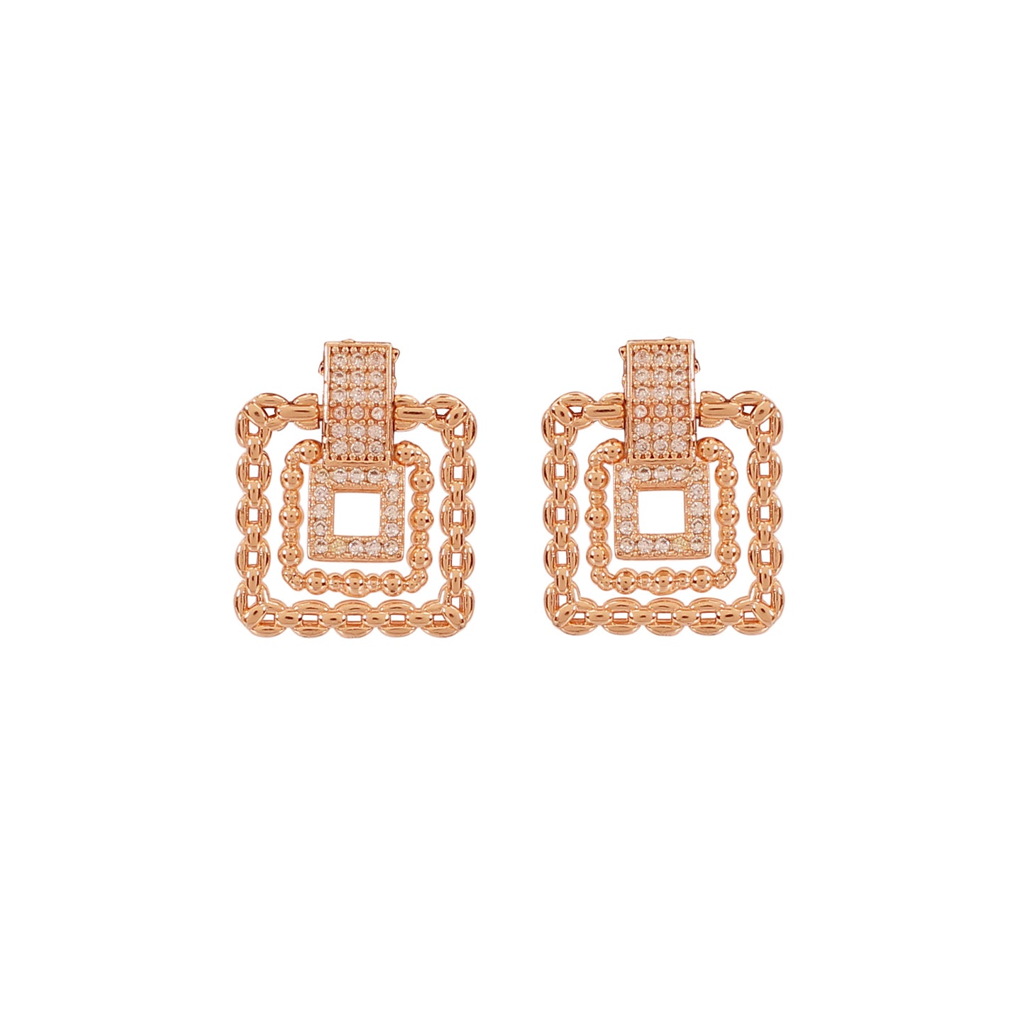 CKLAKART's Rose Gold American Diamond Stud Earrings