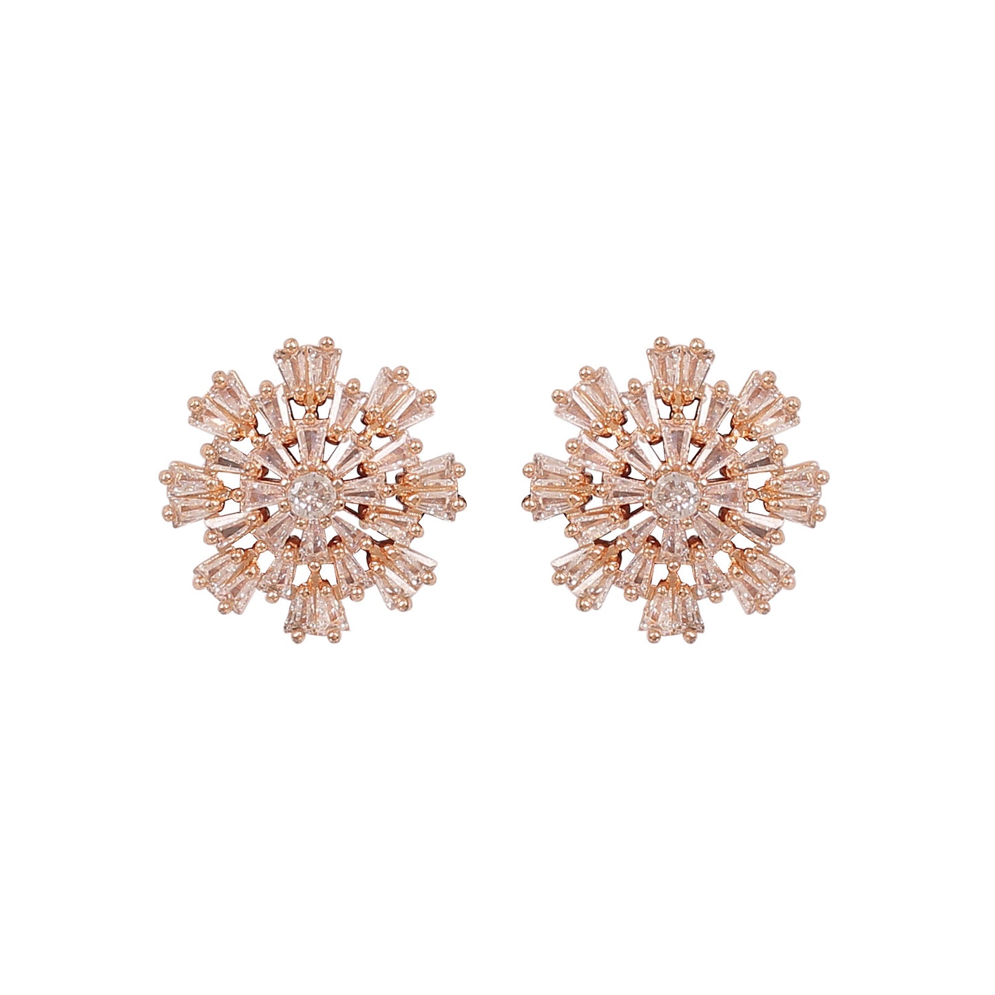 CKLAKART's Rose Gold American Diamond Flower Stud Earrings