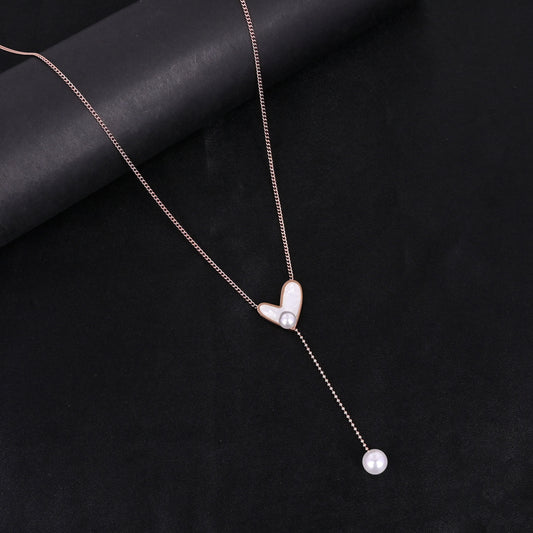 CKLAKART's Anti-Tarnish Rose Gold Heart Pendant with Pearl Accents