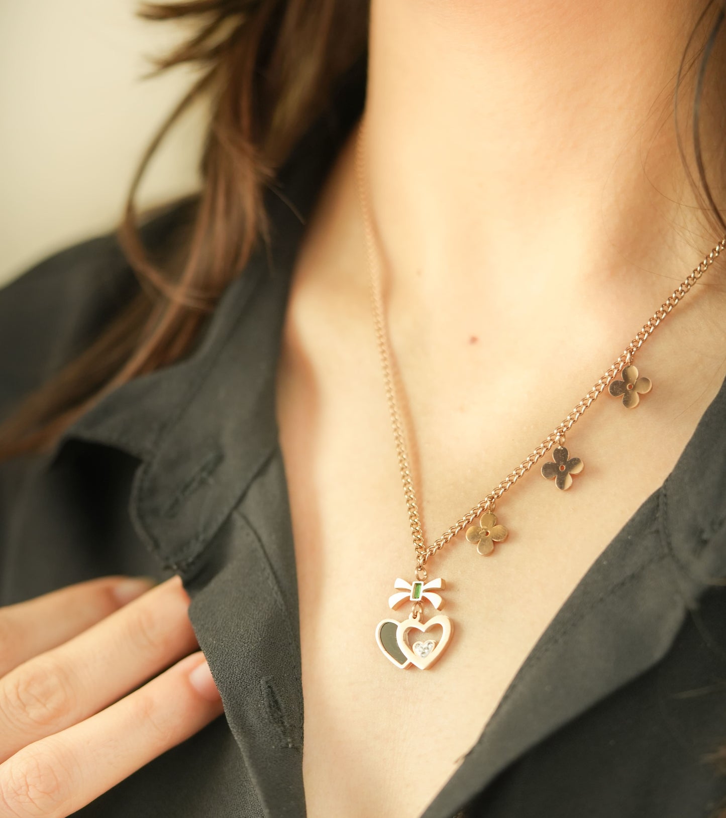 CKLAKART's Rose Gold Heart Pendant Necklace