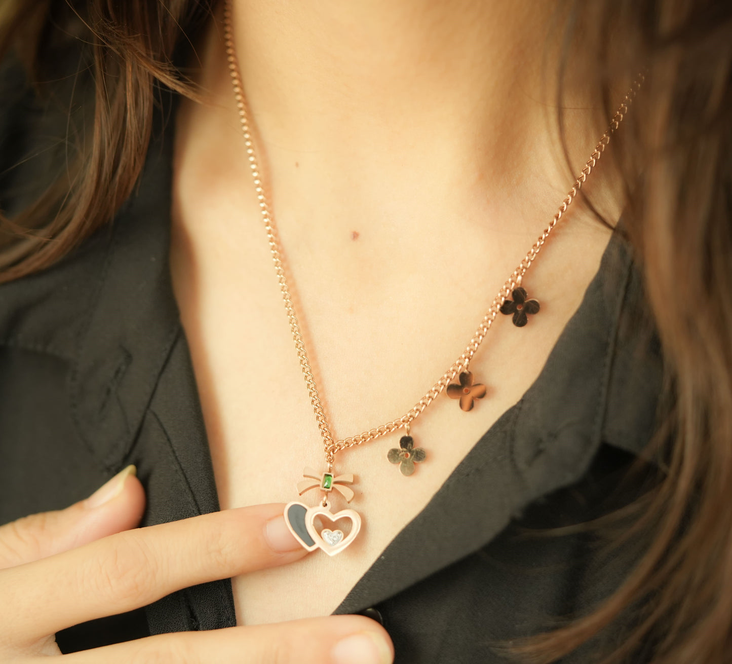 CKLAKART's Rose Gold Heart Pendant Necklace