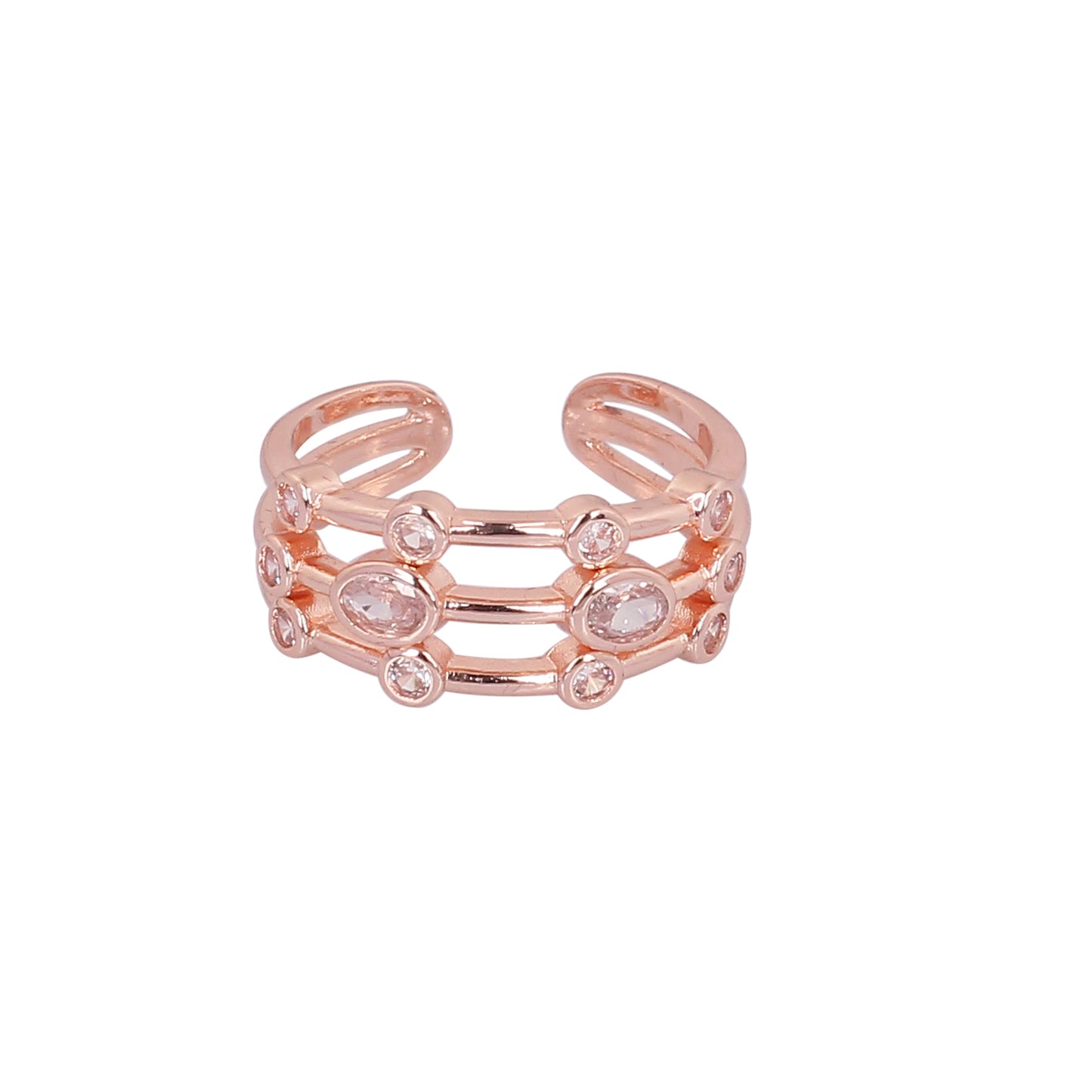 CKLAKART's Band-Shaped White Stone Rose Gold Adjustable Ring