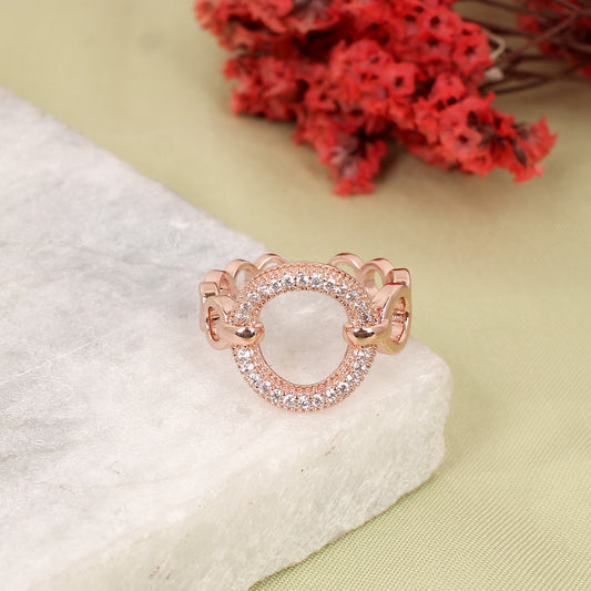 CKLAKART's Zircon-Studded Rose Gold Ring with Multiple Loops