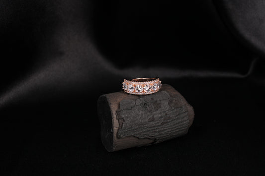 CKLAKART's Glowing Harmony Rose Gold Ring with Band-Shaped White Stones