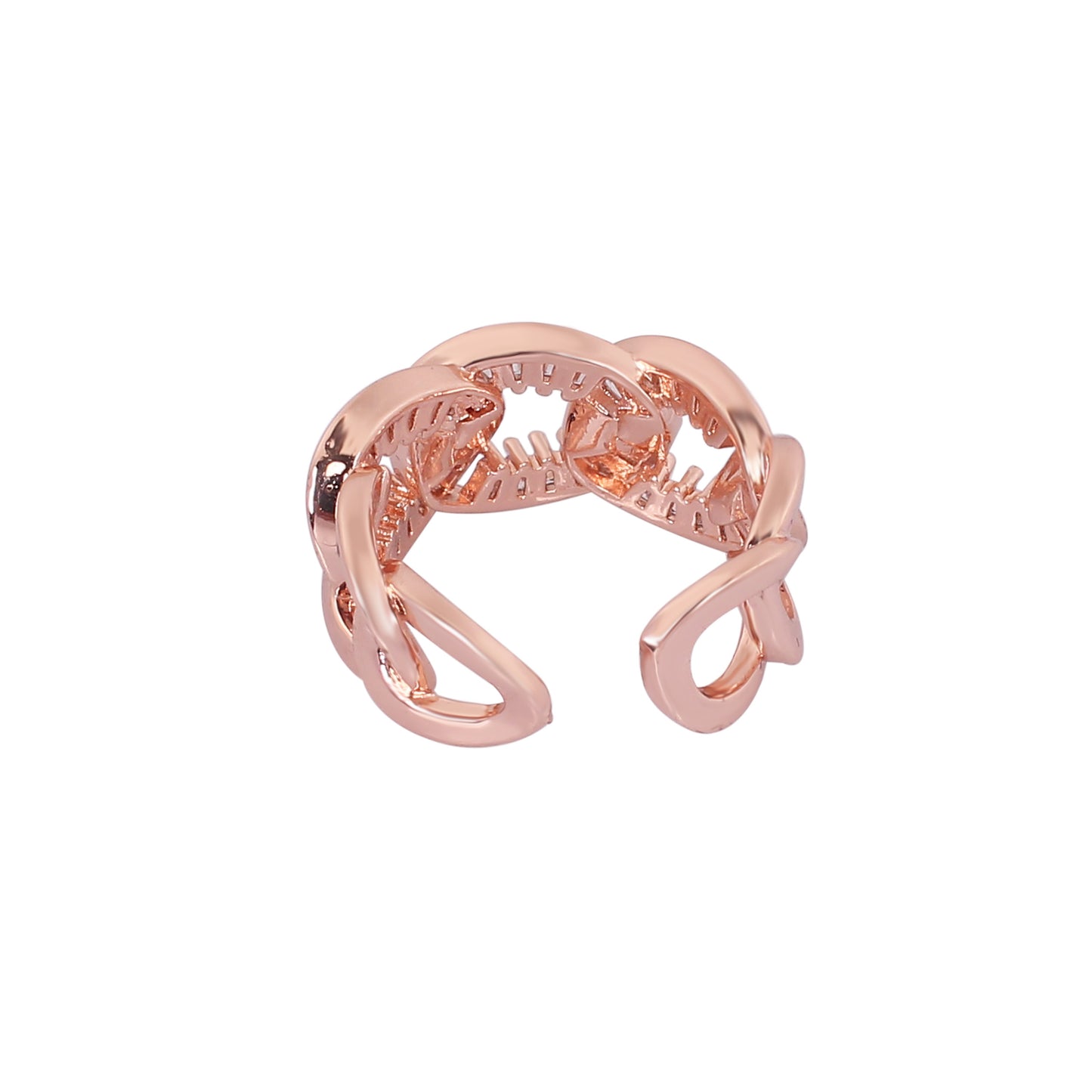 CKLAKART's Radiant Ripples Multi-Loop Rose Gold Ring with Glistening White Stones