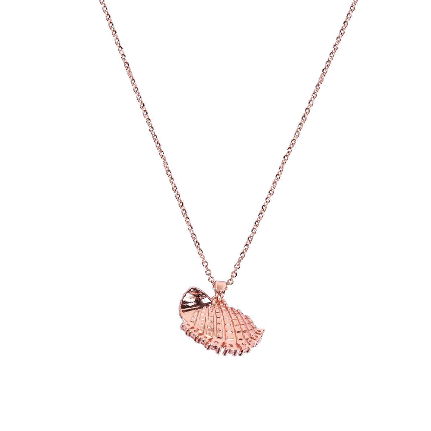 CKLAKART's Rose Gold Tone Shell Statement Pendant with Pearl