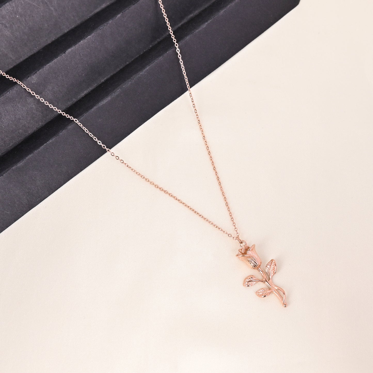 CKLAKART's Rose Gold Toned Rose Flower Pendant Neckpiece