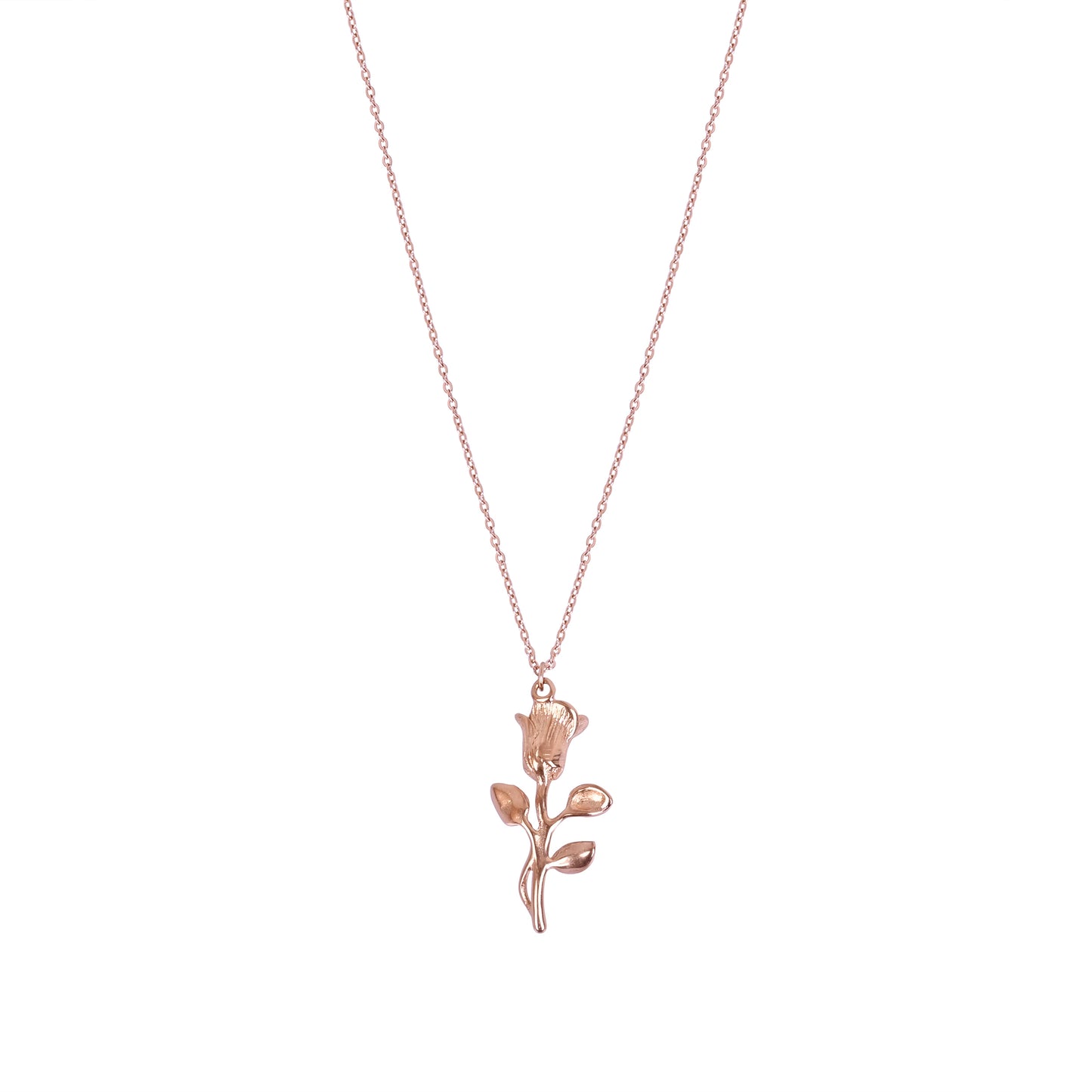 CKLAKART's Rose Gold Toned Rose Flower Pendant Neckpiece