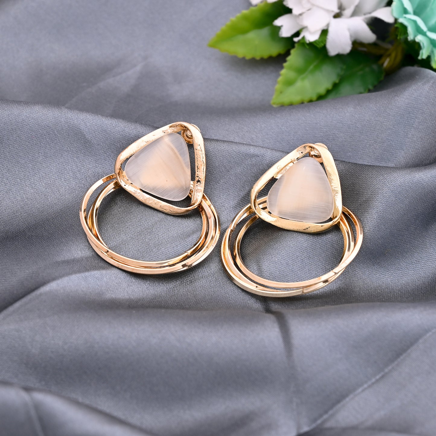 CKLAKART's Gold Toned Triangle Shaped Dangle Earrings