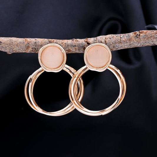 CKLAKART's  Rose Gold circle Shaped Dangle Earrings