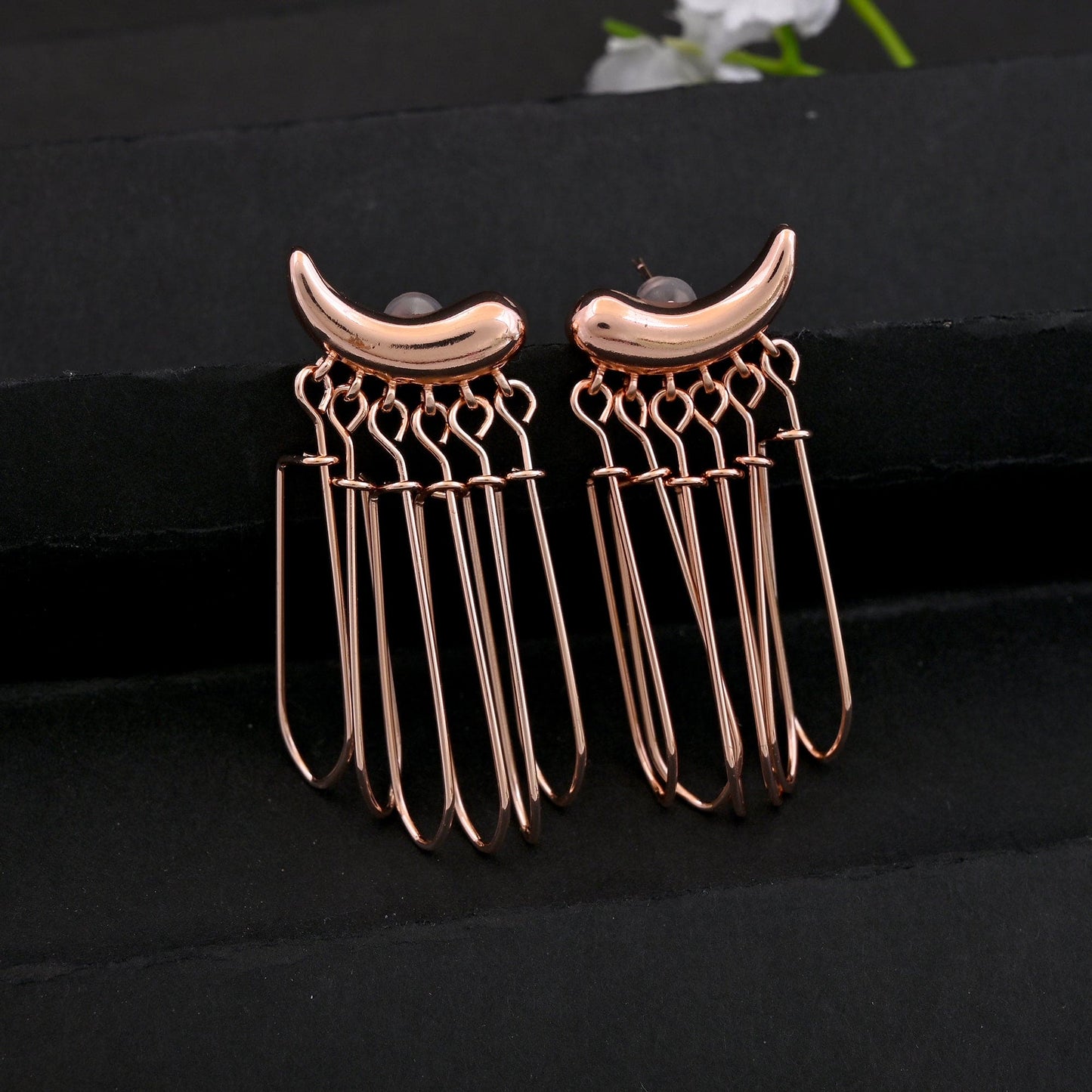 CKLAKART's Rose Gold Toned Geometric Statement Earrings