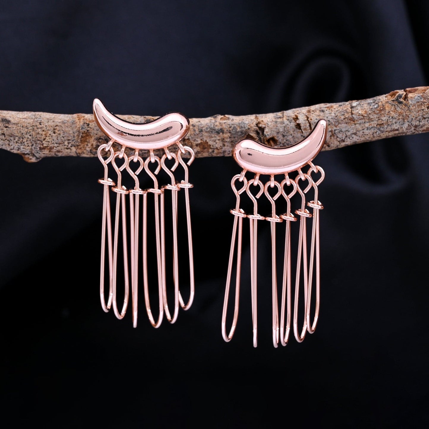 CKLAKART's Rose Gold Toned Geometric Statement Earrings