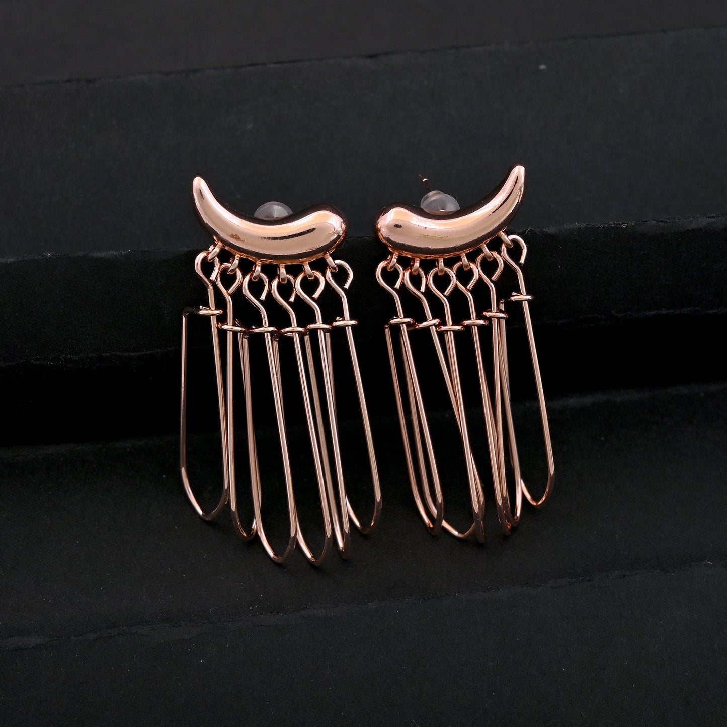 CKLAKART's Rose Gold Toned Geometric Statement Earrings