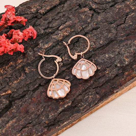 CKLAKART's Rose Gold Toned Hoop Earrings with Butterfly Wing