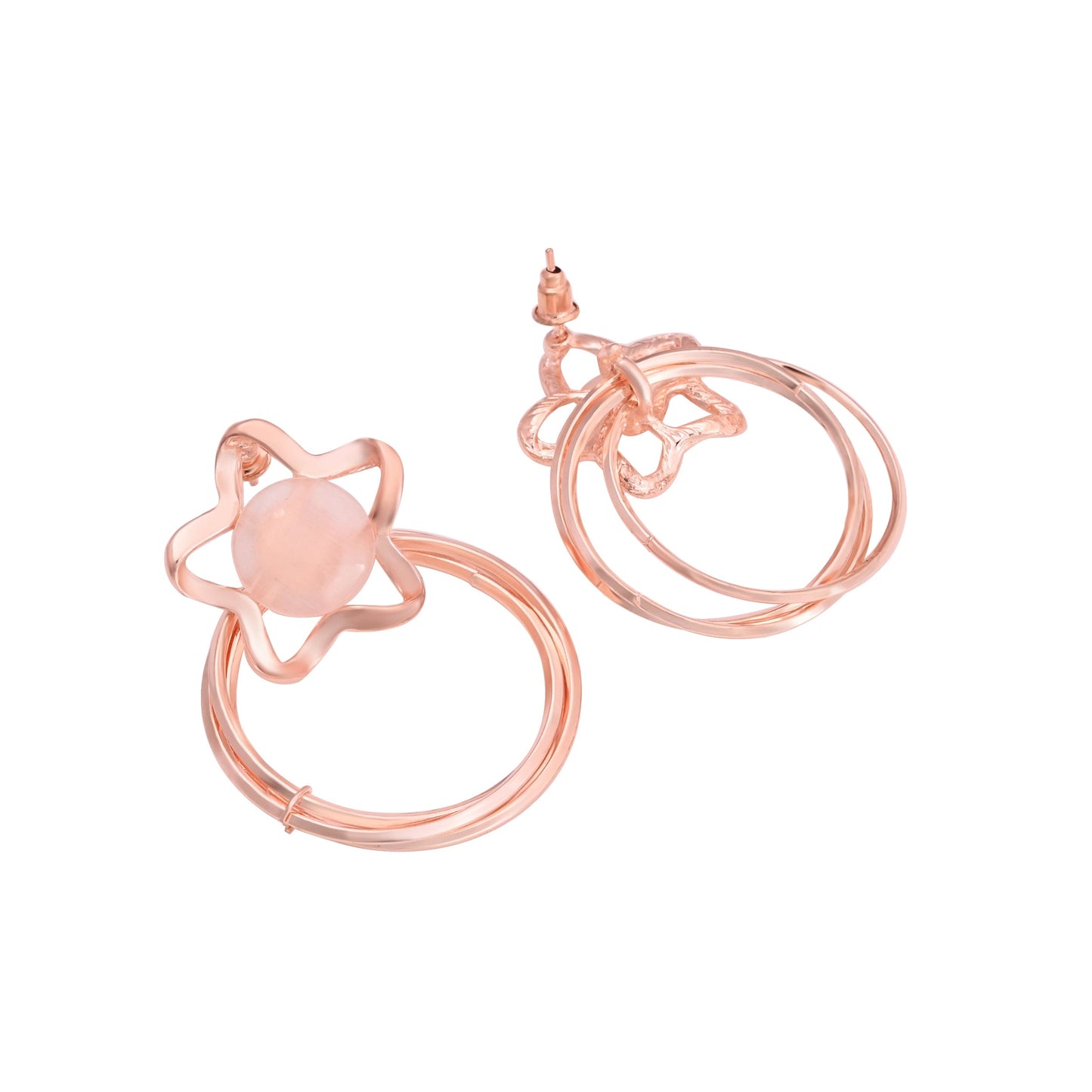 CKLAKART's Rose Gold Toned Star Shaped Dangle Earrings