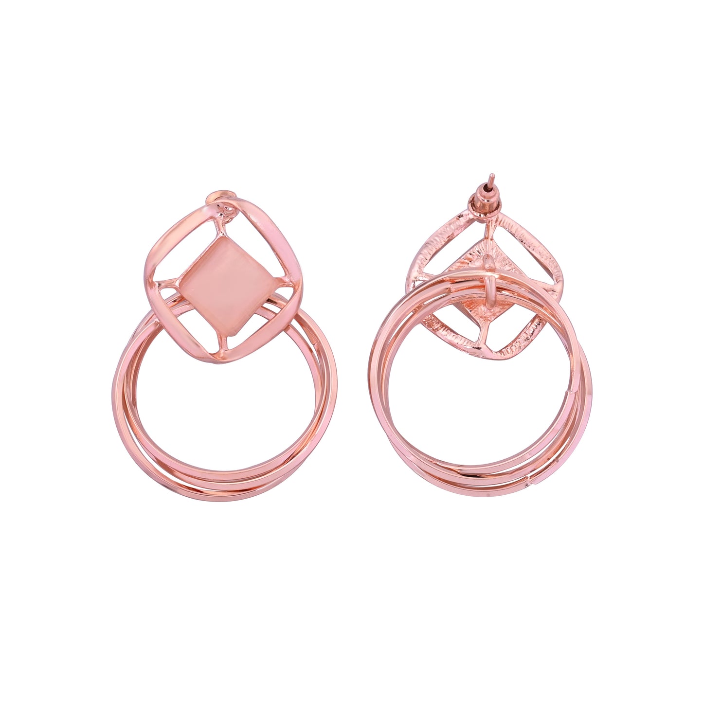 CKLAKART's Rose Gold Toned Geometric Danglers