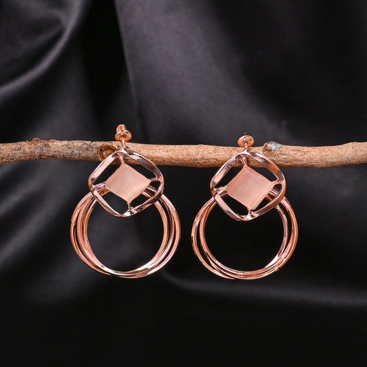 CKLAKART's Rose Gold Toned Geometric Danglers