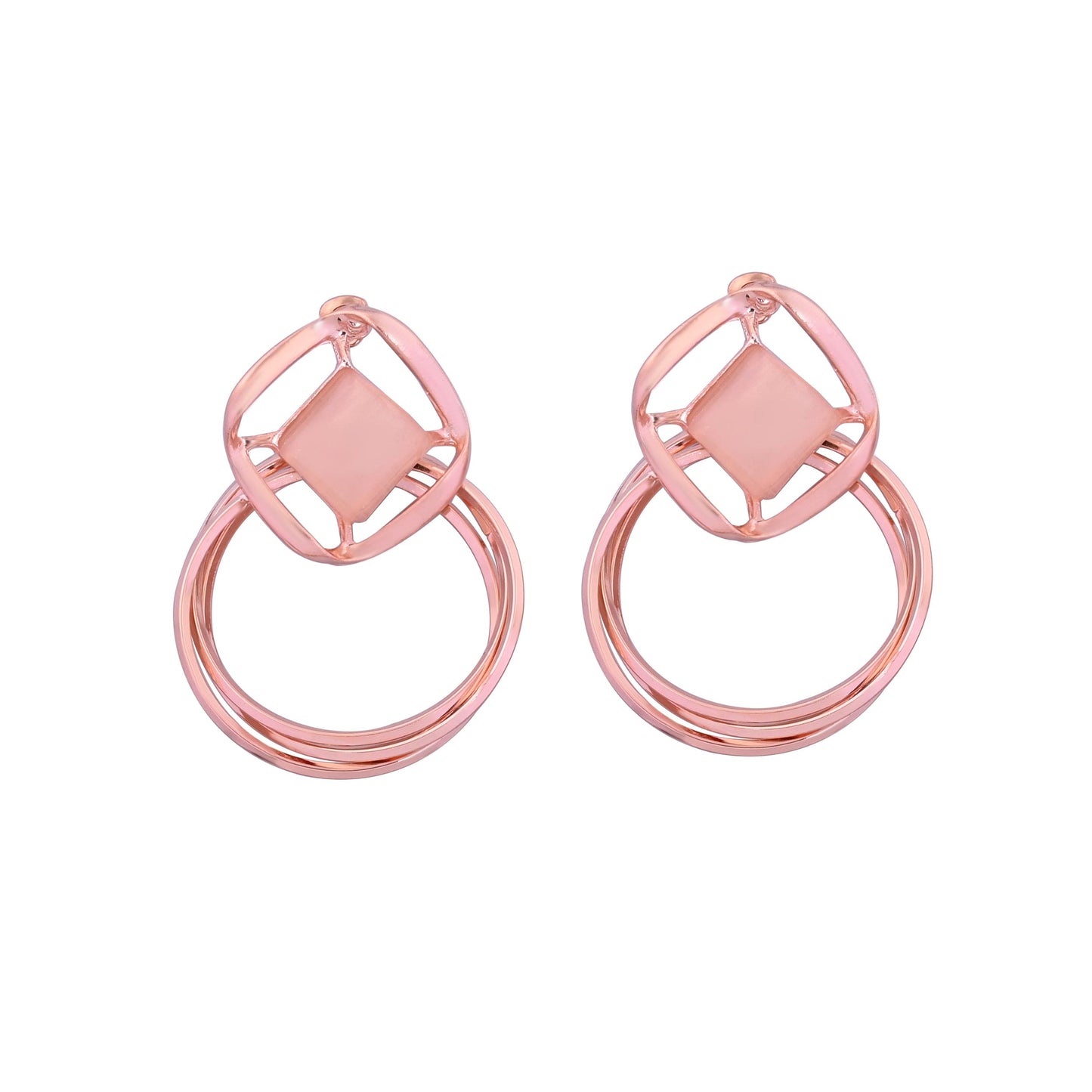 CKLAKART's Rose Gold Toned Geometric Danglers