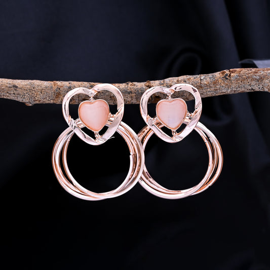 CKLAKART's  Rose Gold Toned Heart Shaped Danglers