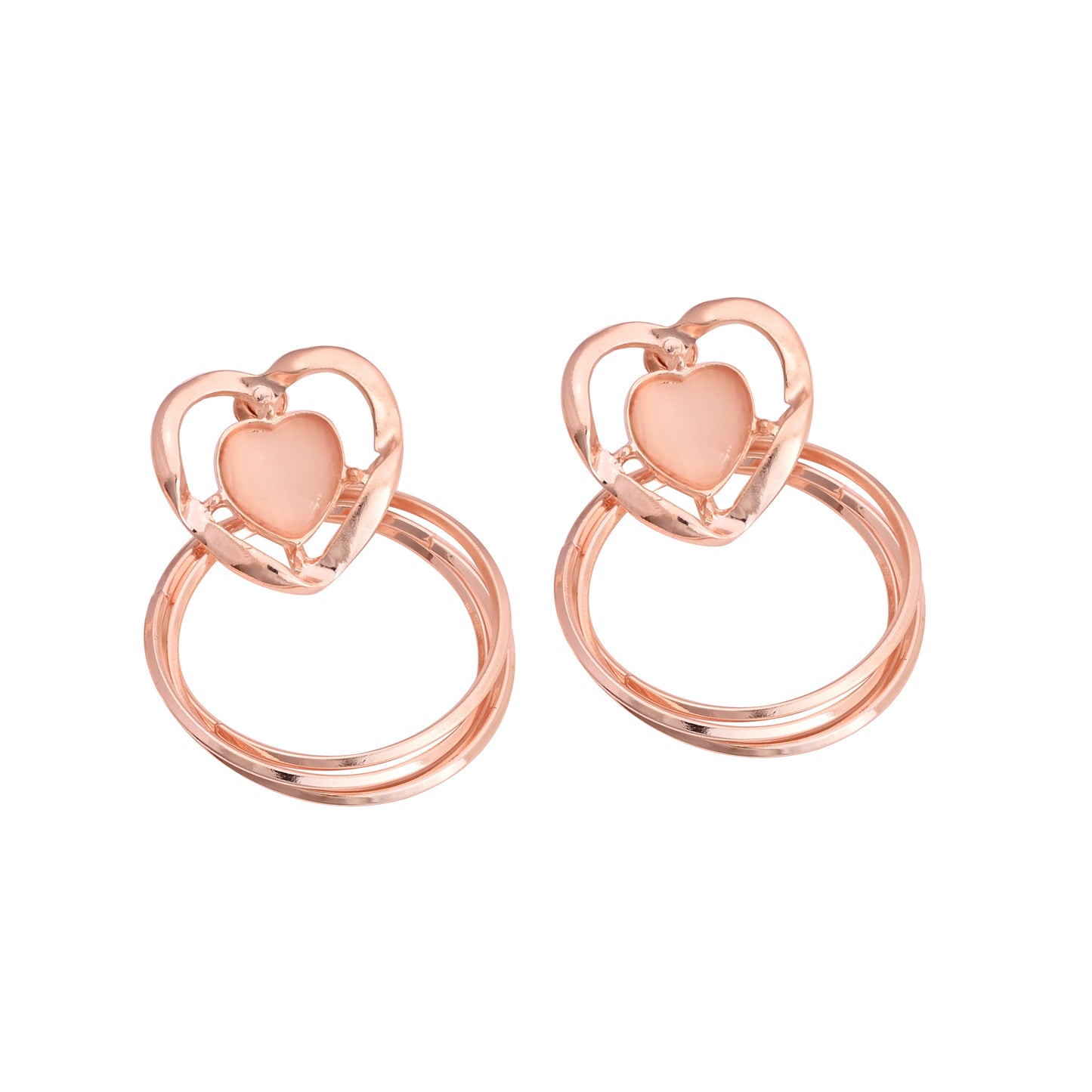 CKLAKART's  Rose Gold Toned Heart Shaped Danglers