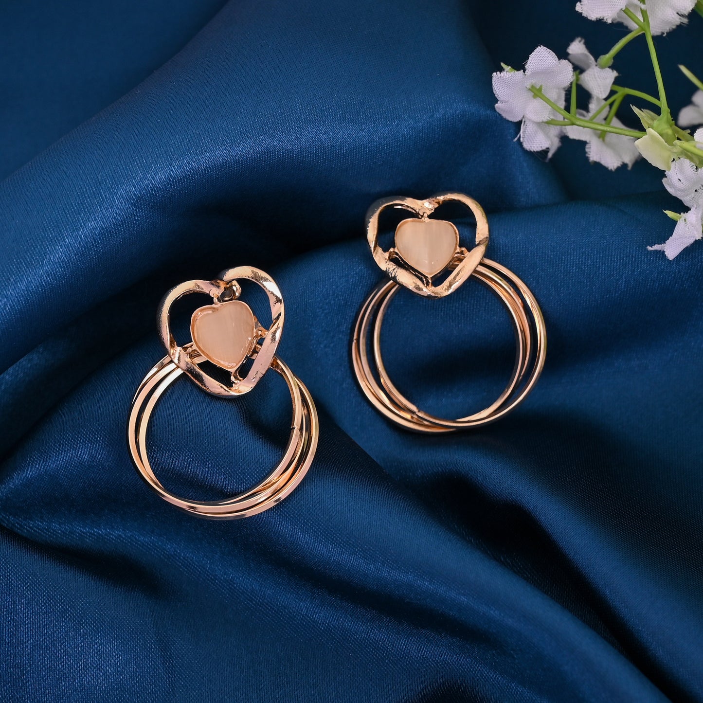 CKLAKART's  Rose Gold Toned Heart Shaped Danglers