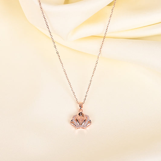 CKLAKART's Rose Gold Tone Crown AD Pendant Necklace