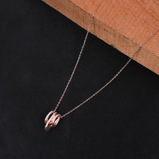 CKLAKART's Rose Gold Toned Statement Pendant with Shimmering AD and Chain