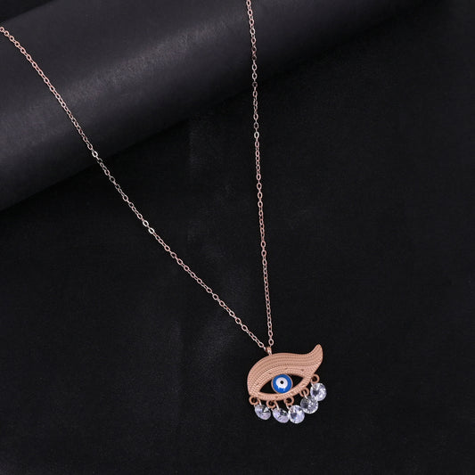 CKLAKART's Rose Gold Tone Evil Eye Pendant Necklace