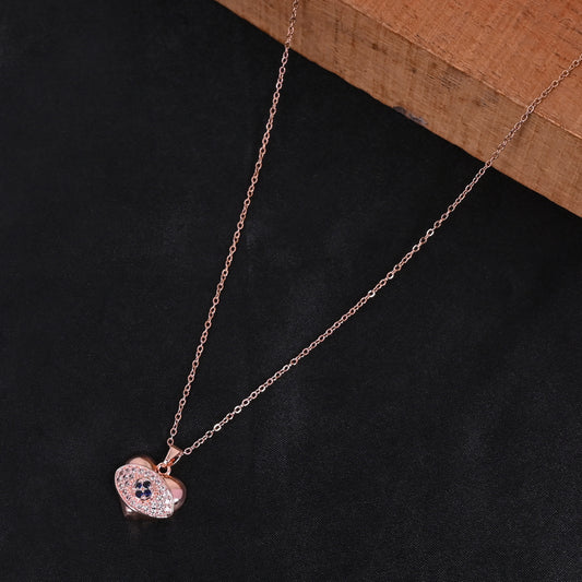 CKLAKART's Rose Gold Toned Heart Shaped Pendant with Evil Eye Necklace