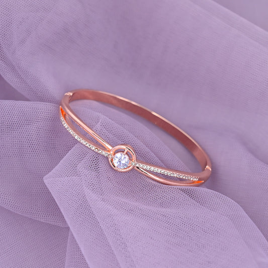 CKLAKART's Rose Gold Toned Double Layer Bracelet with Eye-Catching Center Stone