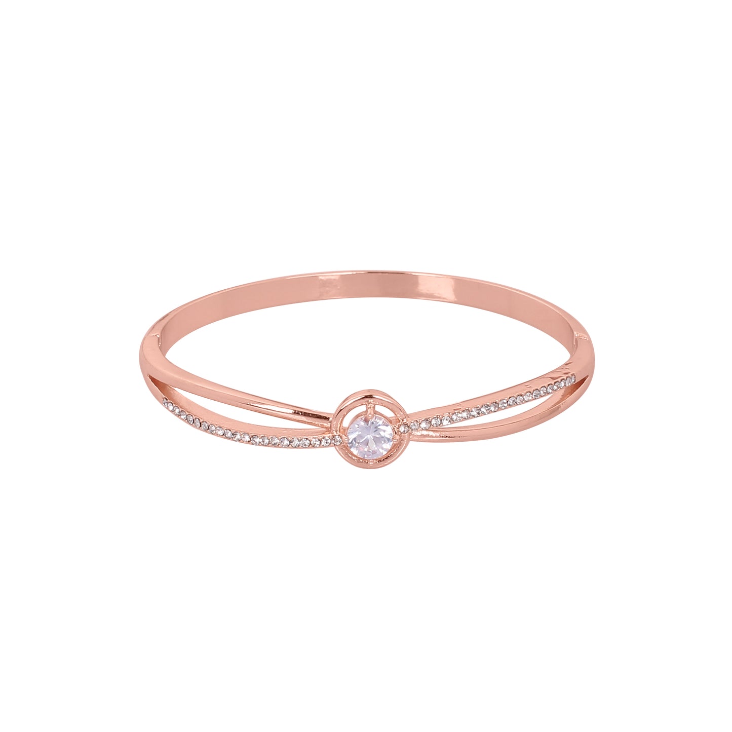 CKLAKART's Rose Gold Toned Double Layer Bracelet with Eye-Catching Center Stone