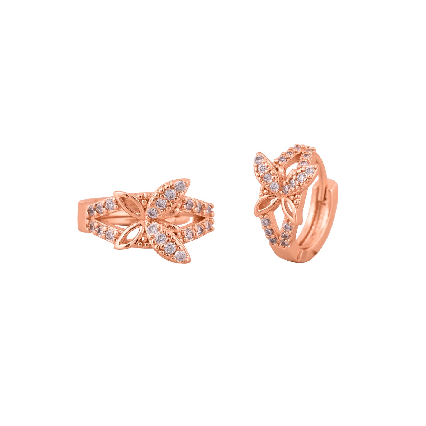 CKLAKART's Fluttering Elegance Rose Gold Butterfly Earrings