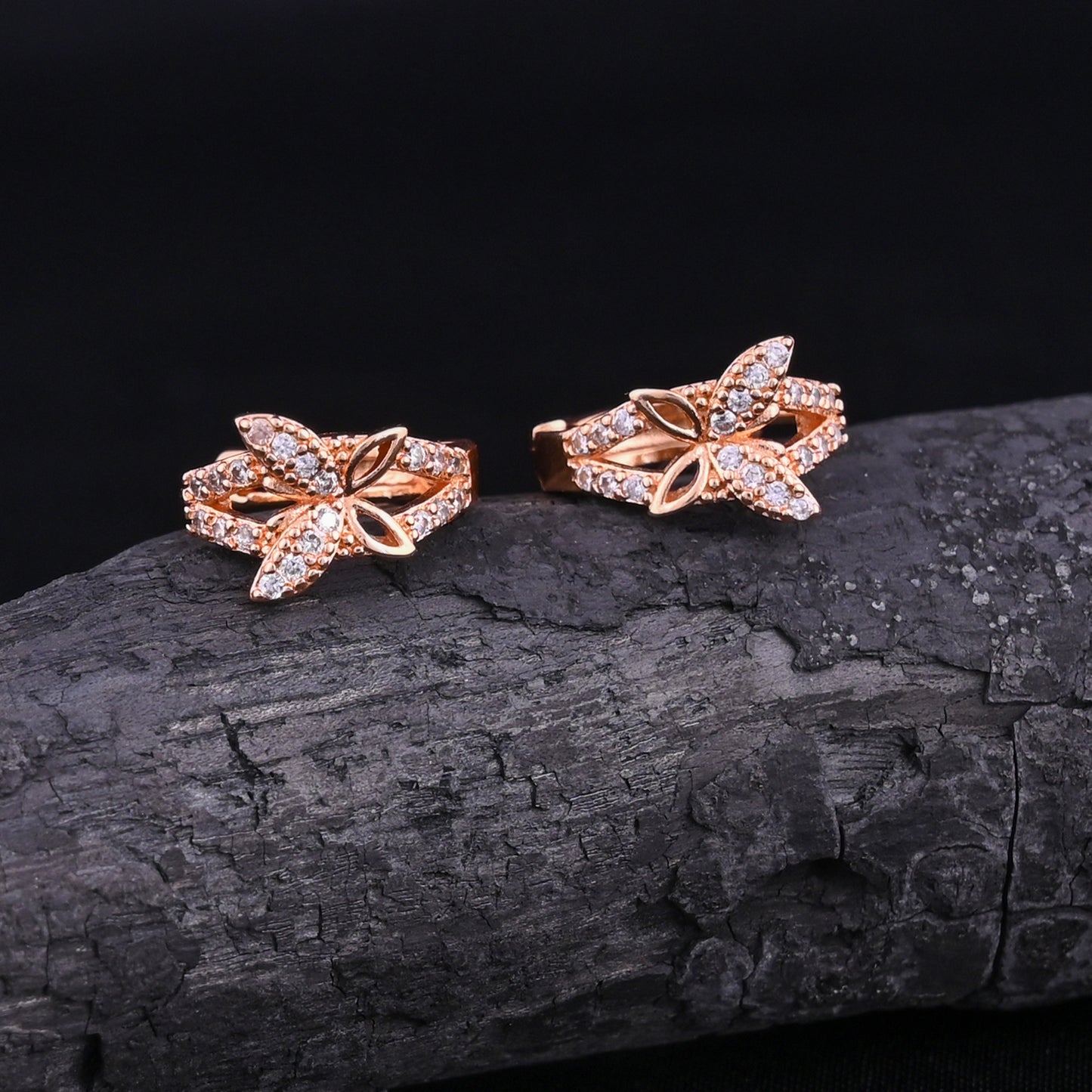 CKLAKART's Fluttering Elegance Rose Gold Butterfly Earrings