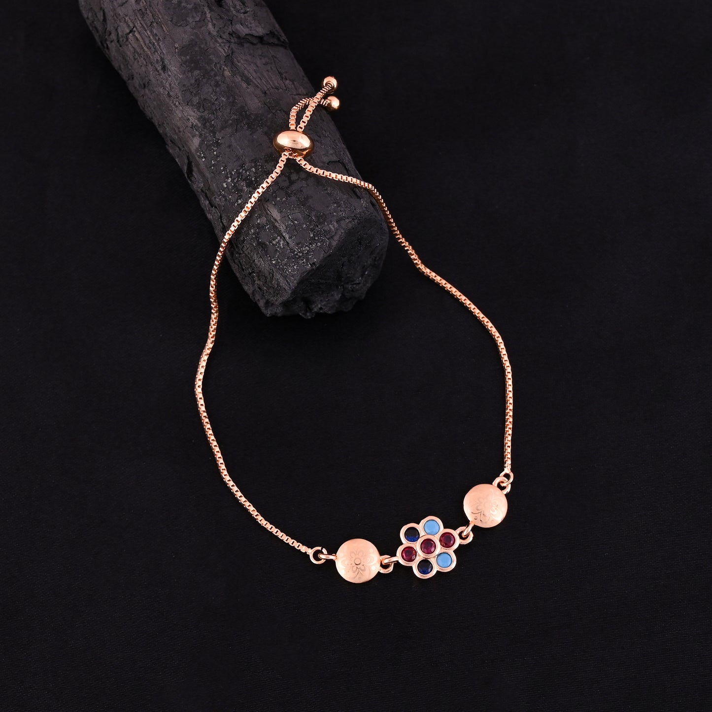 CKLAKART's NOOR Blooming Flower Bracelet – Gold-Toned with Vibrant Multi-Color Stones