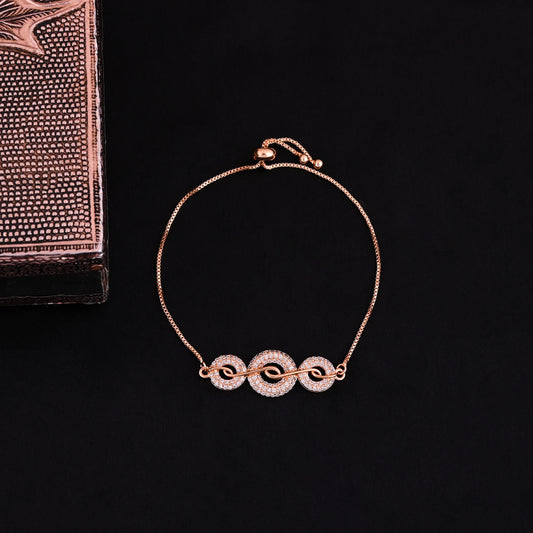 CKLAKART's NOOR American Diamond Circle Connection Bracelet – Gold-Toned Sophistication