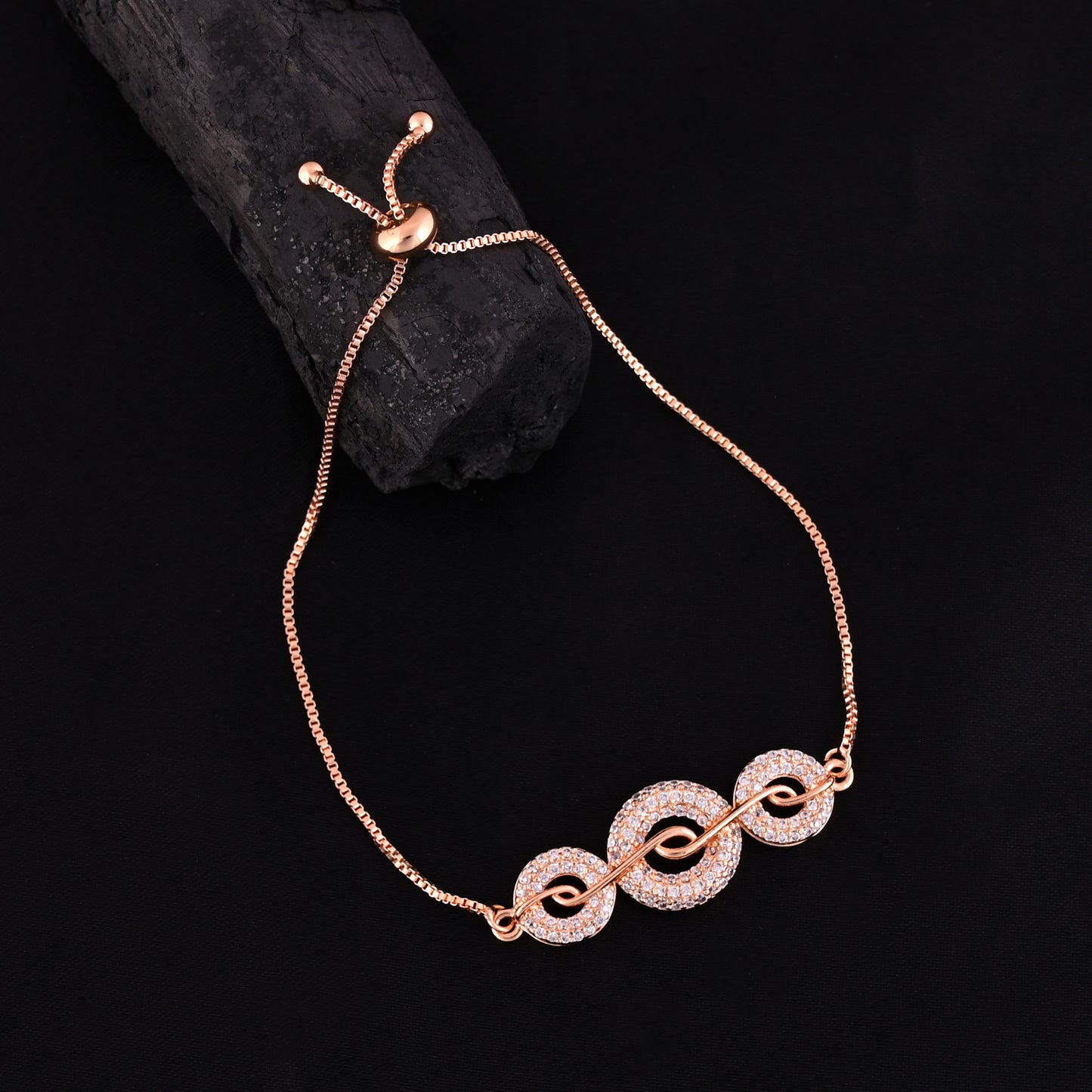 CKLAKART's NOOR American Diamond Circle Connection Bracelet – Gold-Toned Sophistication